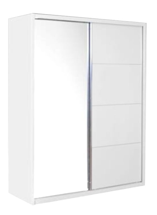 Clearance - Velour Sliding Wardrobe - 2 Door - White High Gloss and Mirror - FS801