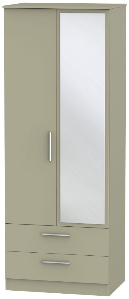 Contrast Tall Combi Wardrobe - 2 Door - 1 Mirror - Mushroom