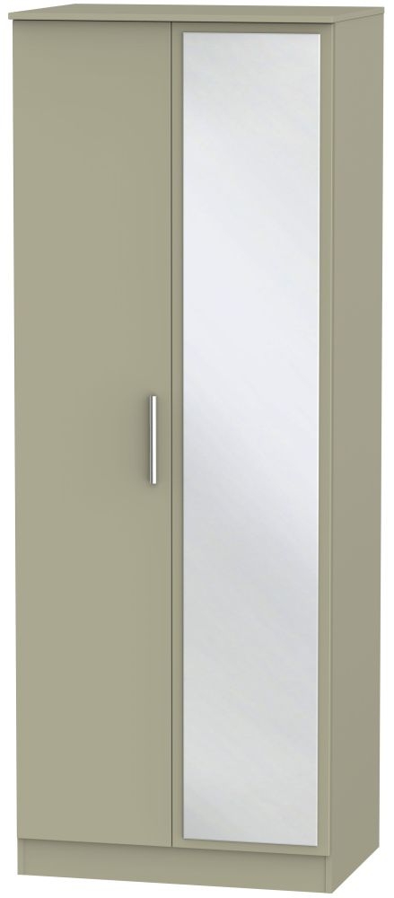Contrast Tall Wardrobe - 2 Door - 1 Mirror - Mushroom