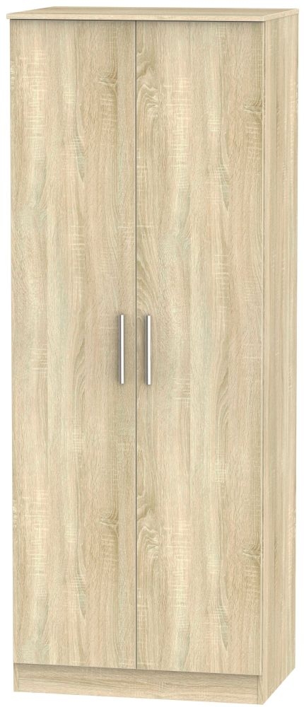 Contrast Plain Tall Wardrobe - 2 Door - Oak