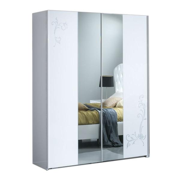 Daniela Wardrobe - 2 Door - Sliding - with Mirrors - White Italian