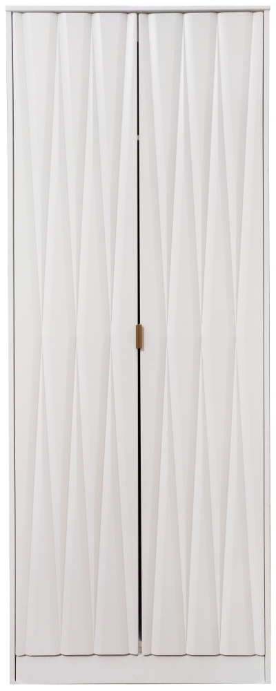 Diamond Plain Tall Wardrobe - 2 Door - White