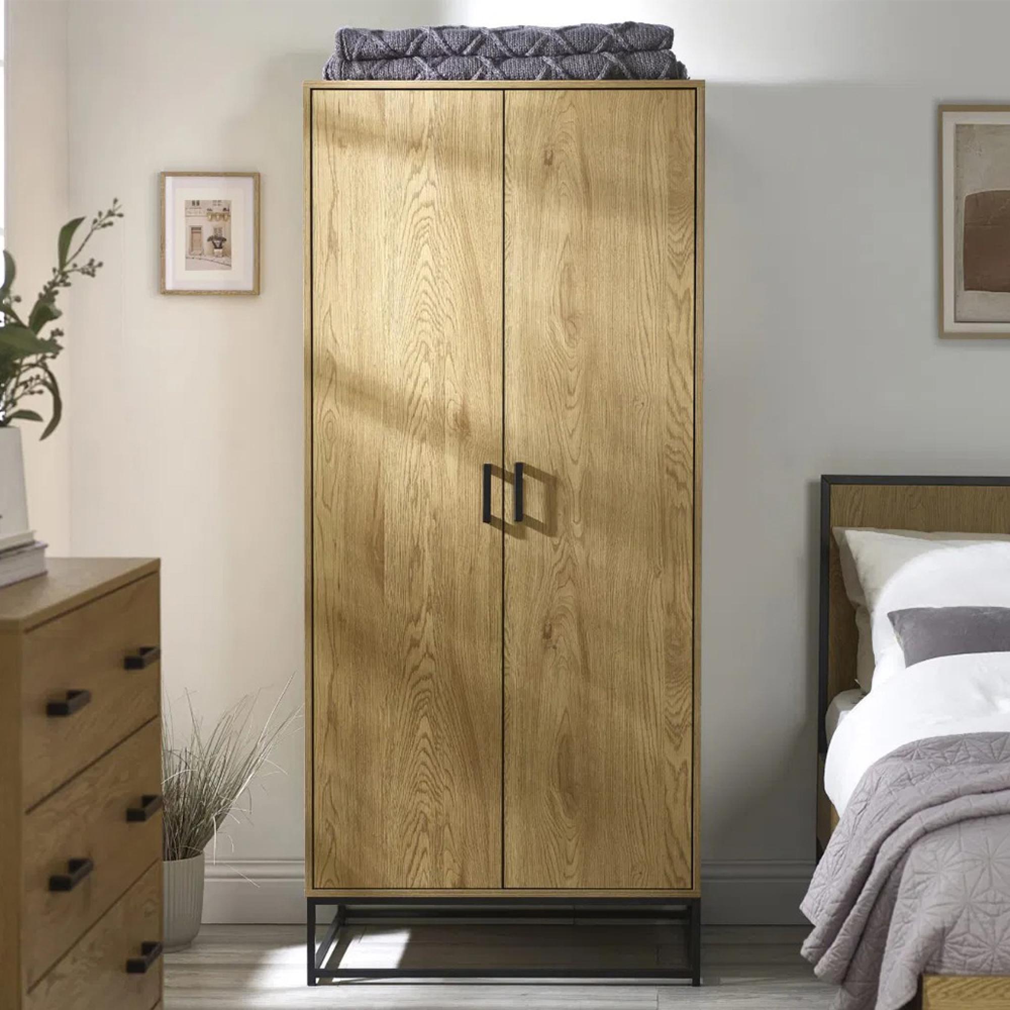 Harlow Light Oak Effect Wardrobe - 2 Door