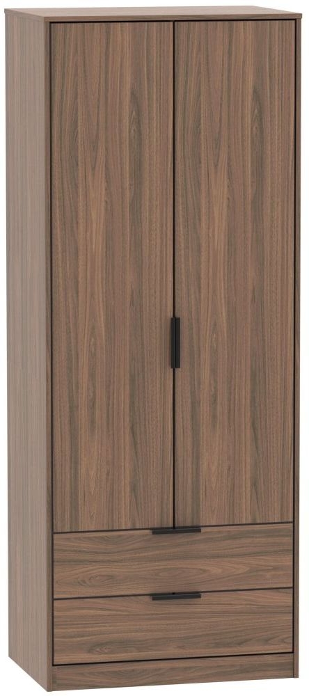 Hong Kong Wardrobe - 2 Door - 2 Drawer - Tall - Walnut