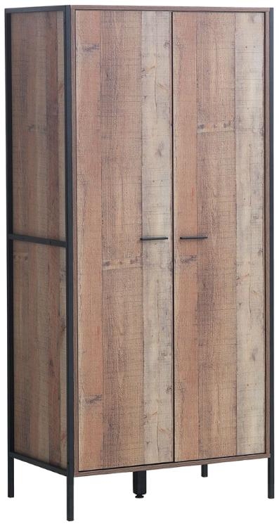 Industrial Wardrobe - 2 Door - Rustic Oak Effect