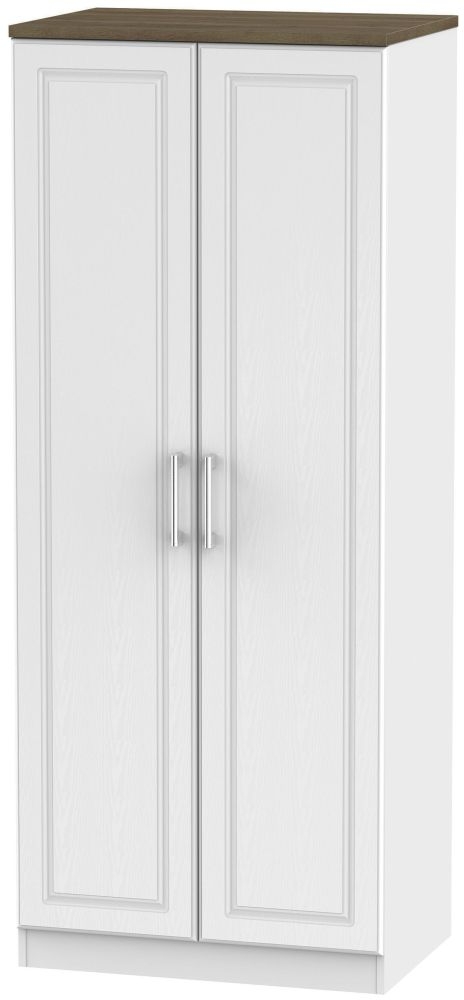 Kent Wardrobe - 2 Door - Plain - White Ash and Oak