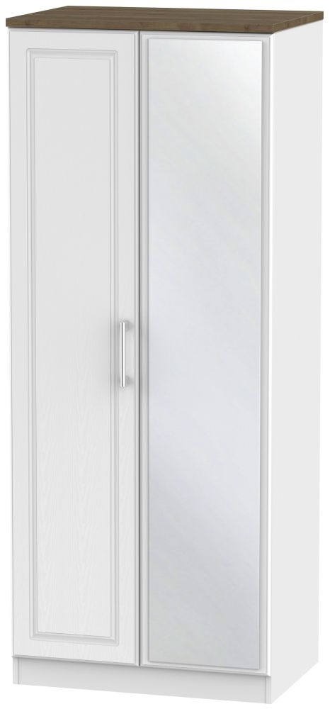 Kent Wardrobe - 2 Door - 1 Mirror - White Ash and Oak