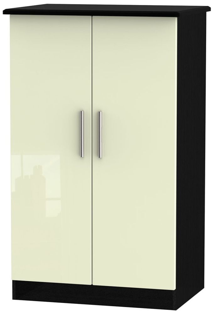 Knightsbridge Midi Wardrobe - Cream Gloss and Black