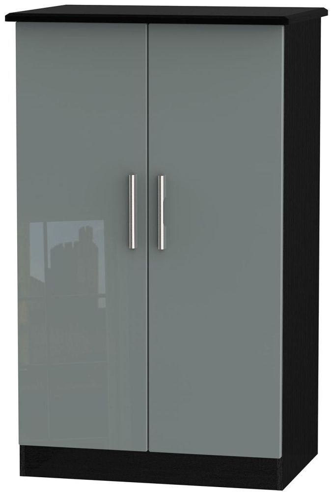 Knightsbridge Wardrobe - Midi - Grey Gloss and Black