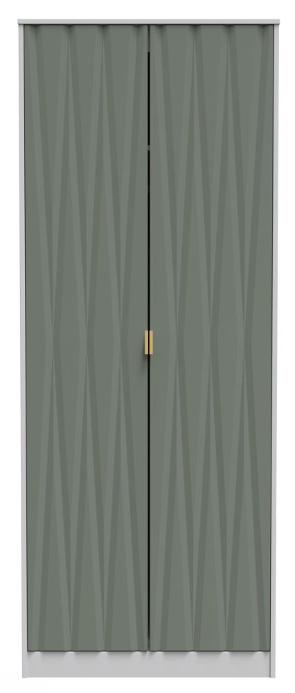 Las Vegas Wardrobe - 2 Door - Plain - Tall - White and Green