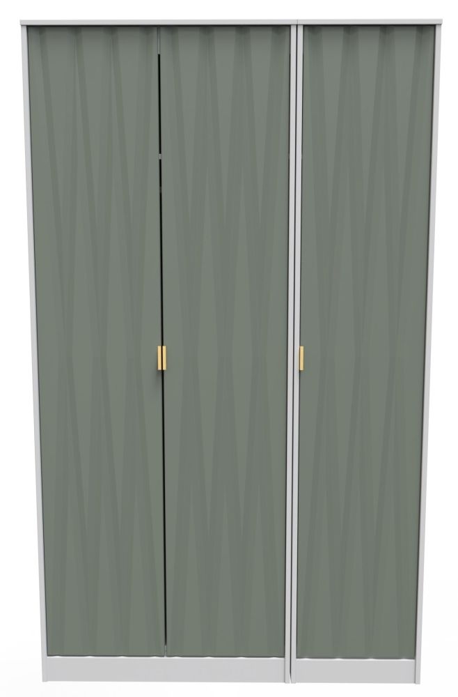 Las Vegas Wardrobe - 3 Door - Tall - Triple - White and Green