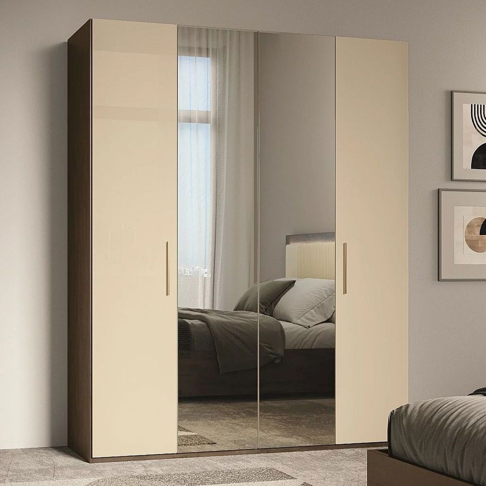 Meridian Wardrobe - Cream & Walnut