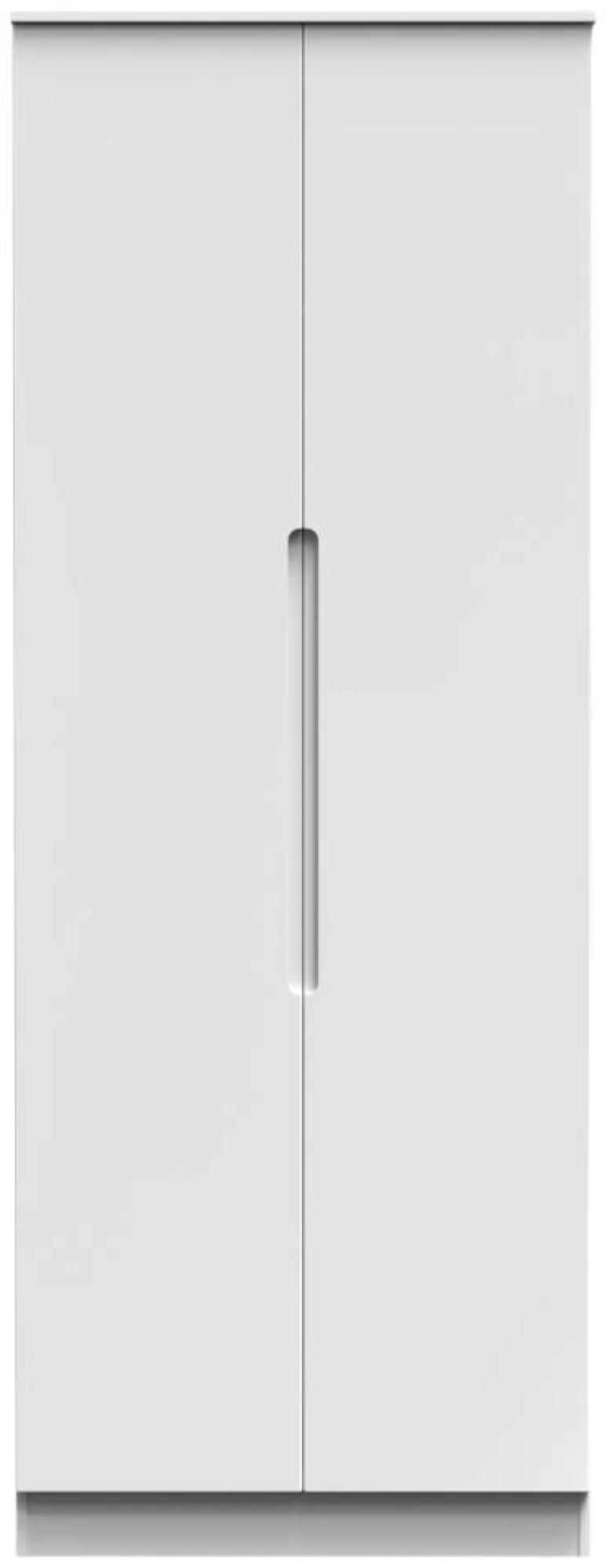 Milan Wardrobe - 2 Door - Plain - Tall - White Gloss