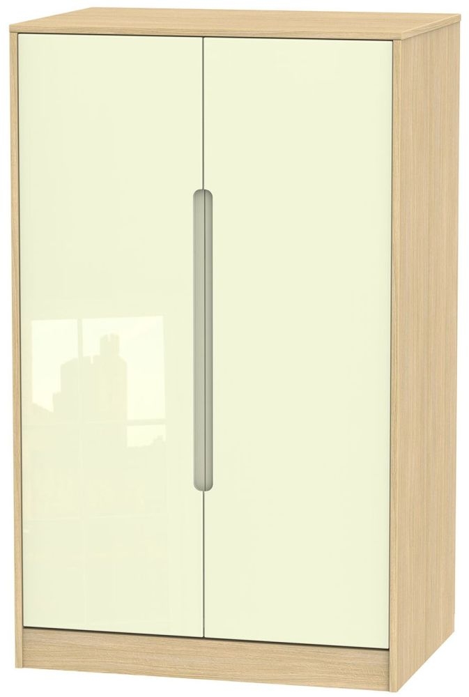 Monaco Wardrobe - Midi - Cream Gloss and Light Oak
