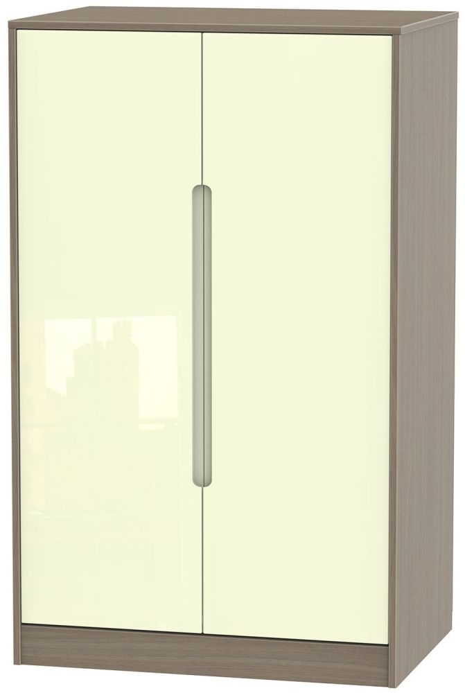 Monaco Wardrobe - Midi - Cream Gloss and Toronto Walnut