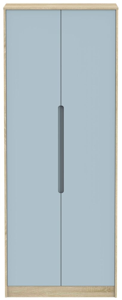 Monaco Wardrobe - 2 Door - Plain - Tall - Denim and Oak