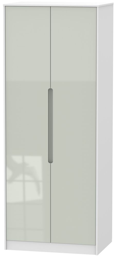 Monaco Wardrobe - 2 Door - Plain - Tall - Cashmere Gloss and White