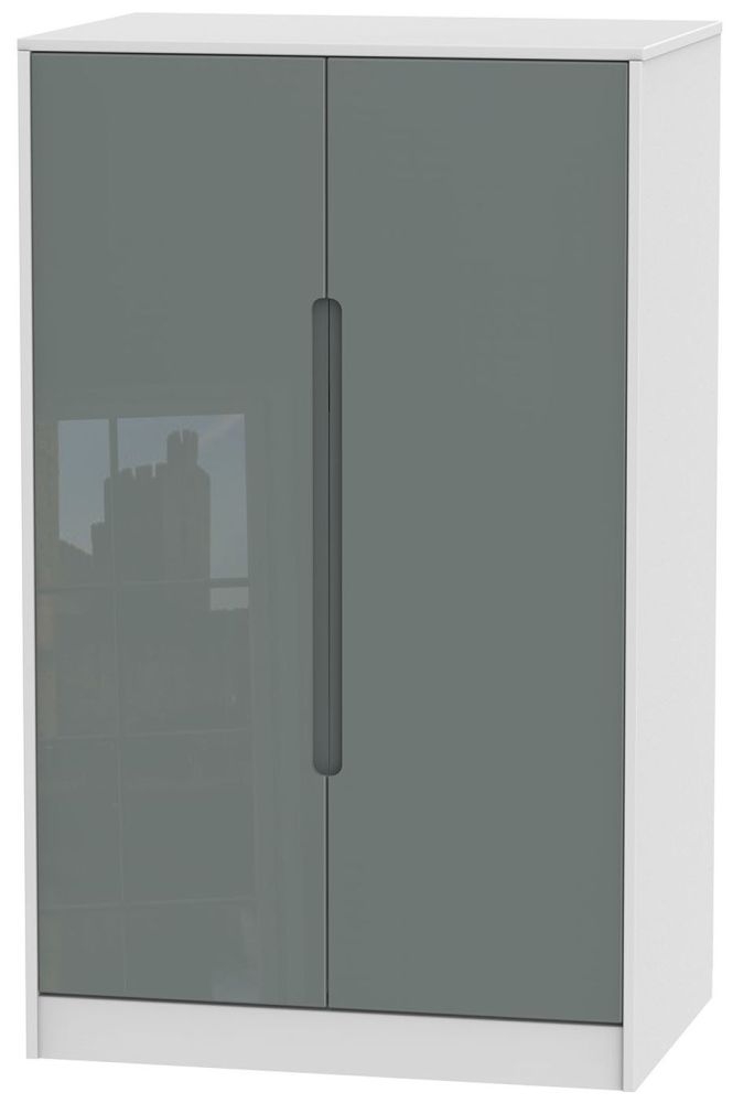Monaco Wardrobe - Midi - Grey Gloss and White