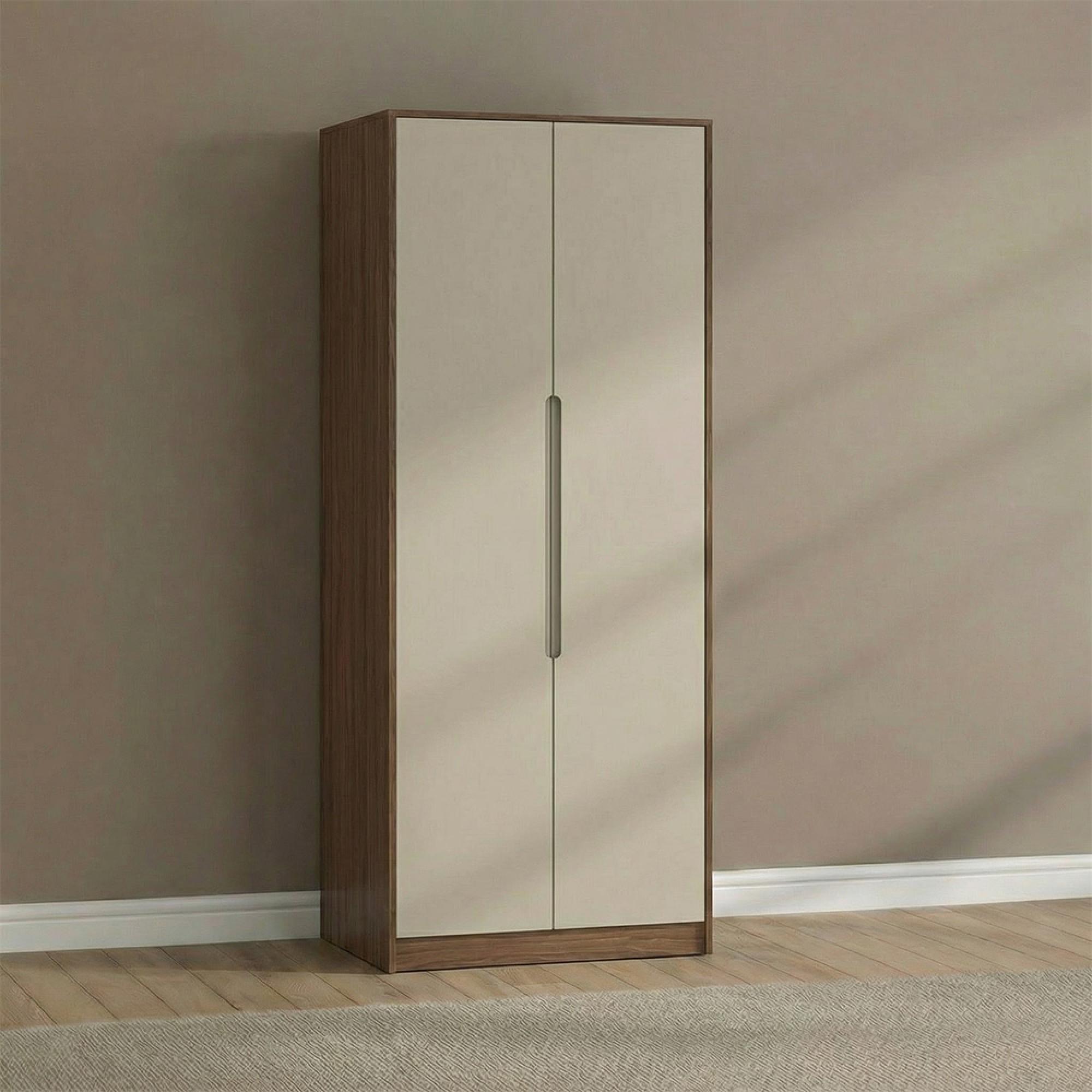 Monaco Wardrobe - 2 Door - Plain - Tall - Cashmere and Carini Walnut