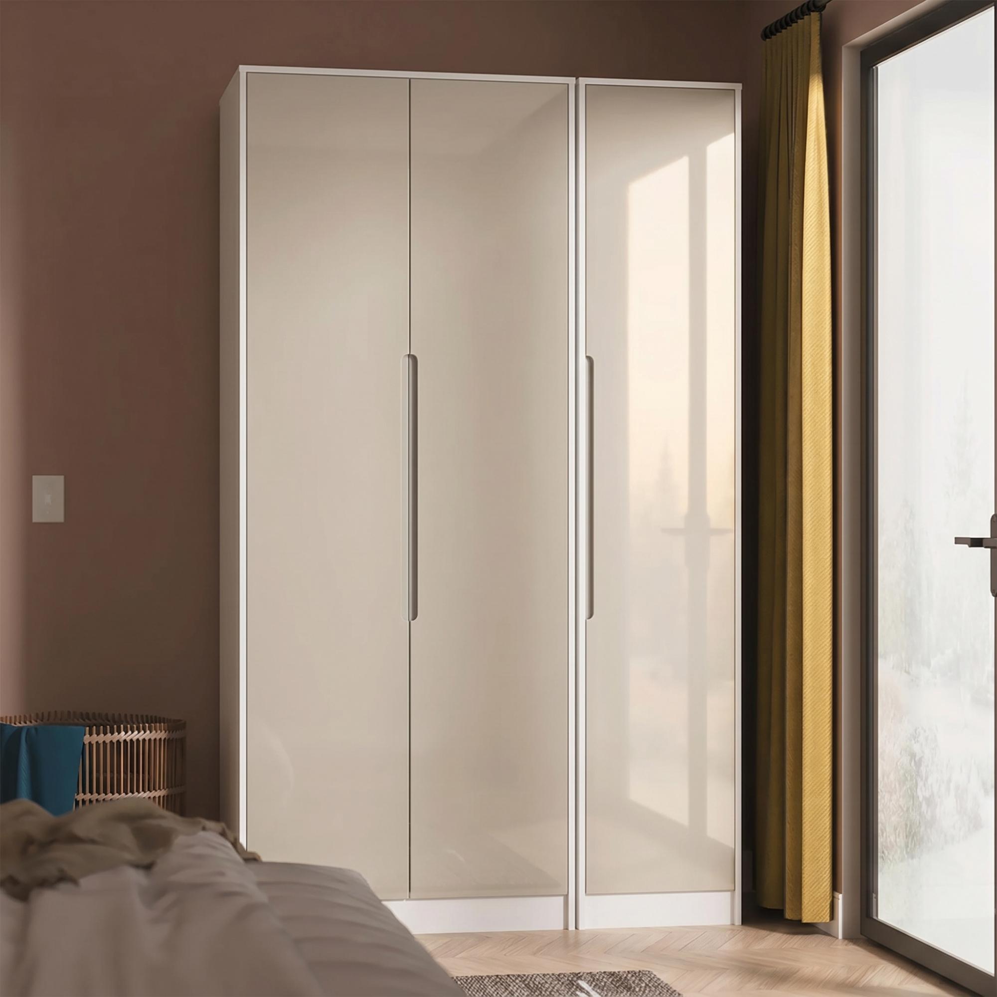 Monaco Wardrobe - 3 Door - Tall - Triple - Cashmere Gloss and White