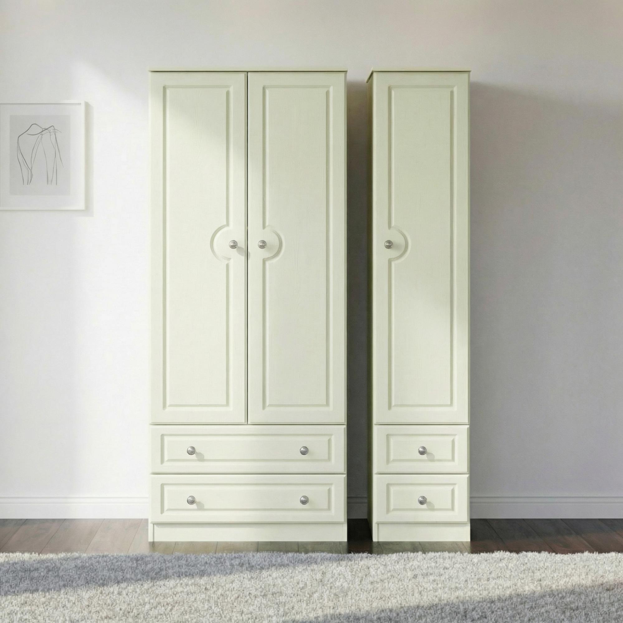 Pembroke Wardrobe - 3 Door - 4 Drawers - Triple - Cream
