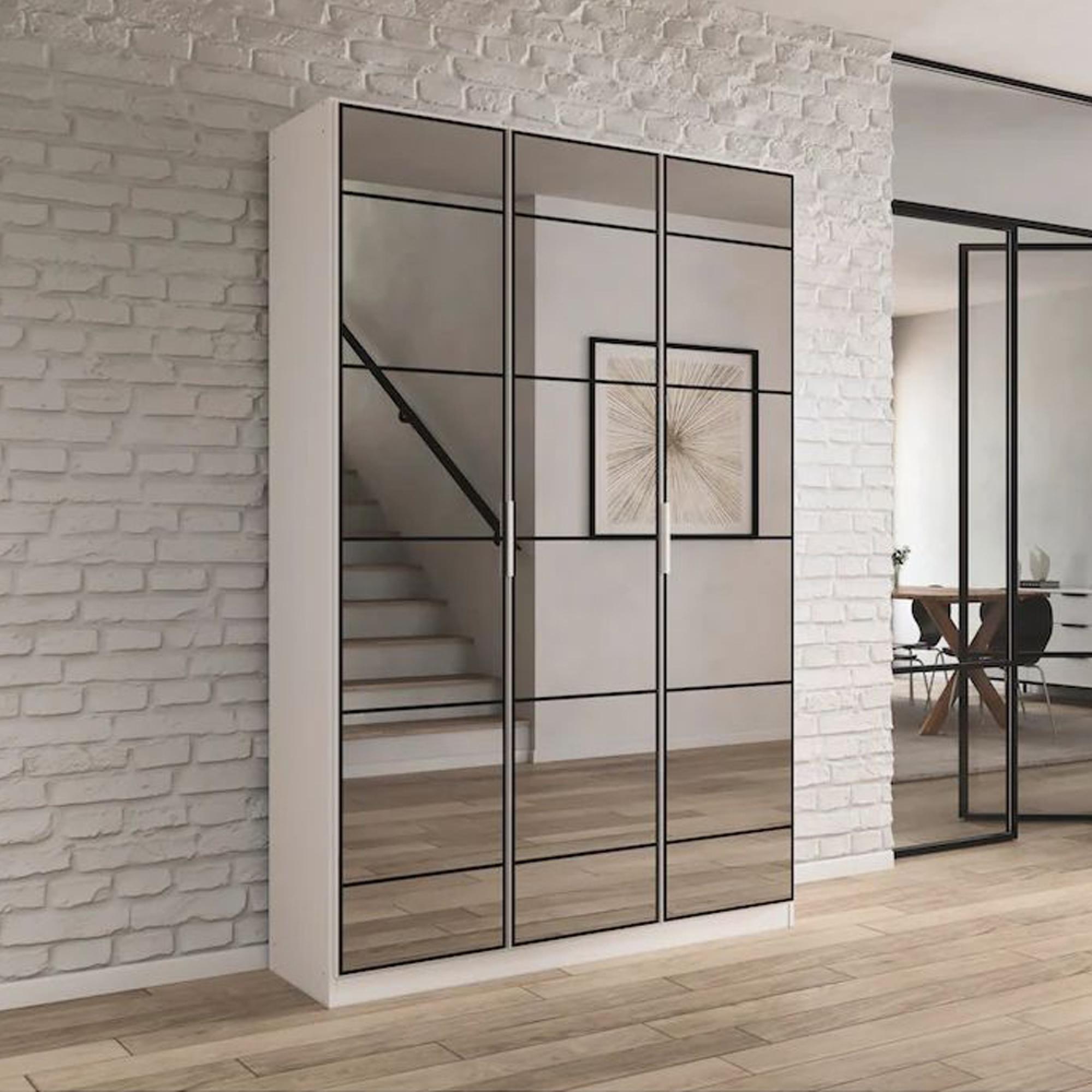 Acero Wardrobe - 136cm - 3 Door - Mirrored - Alpine White