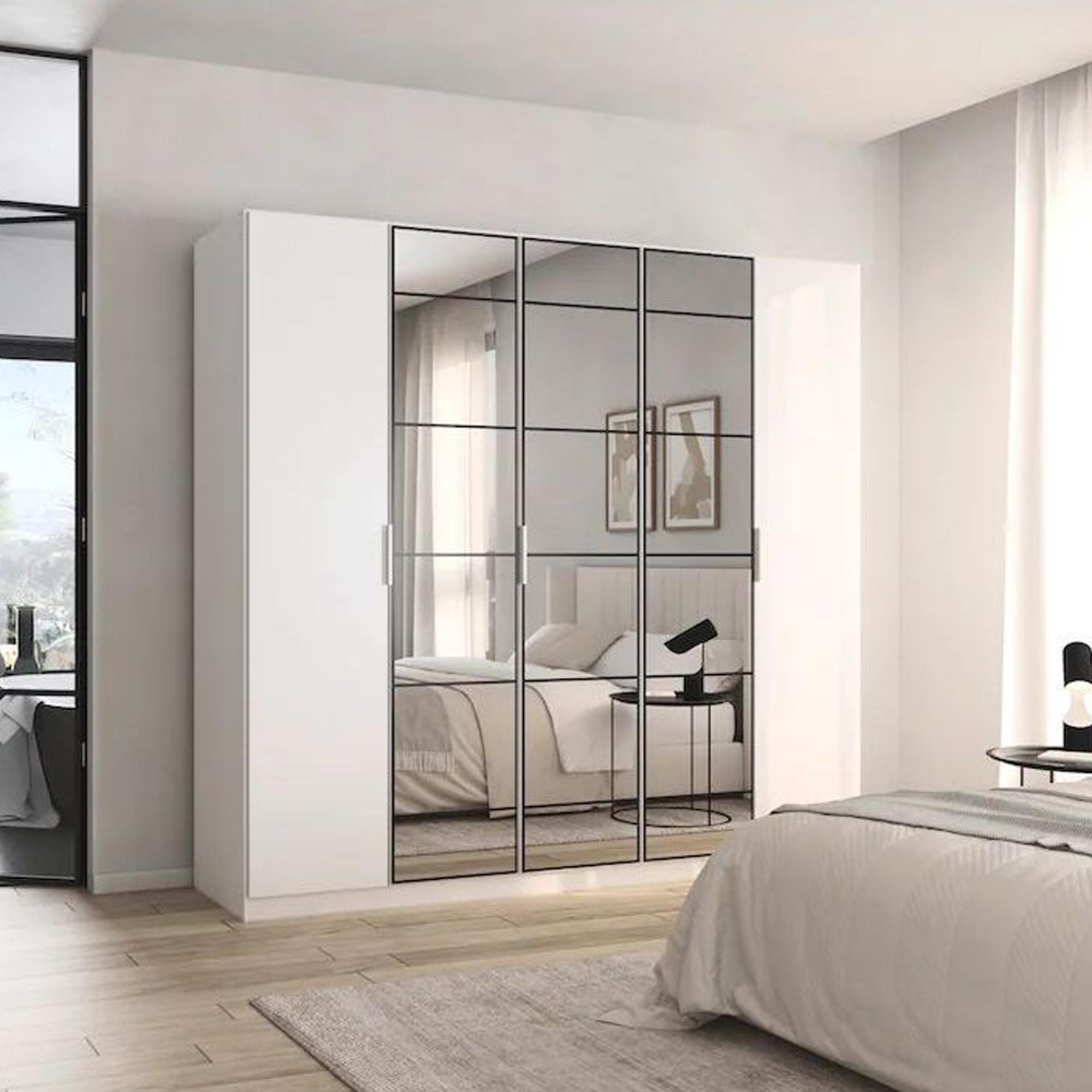 Acero Wardrobe - 226cm - 5 Door - Mirror - Alpine White