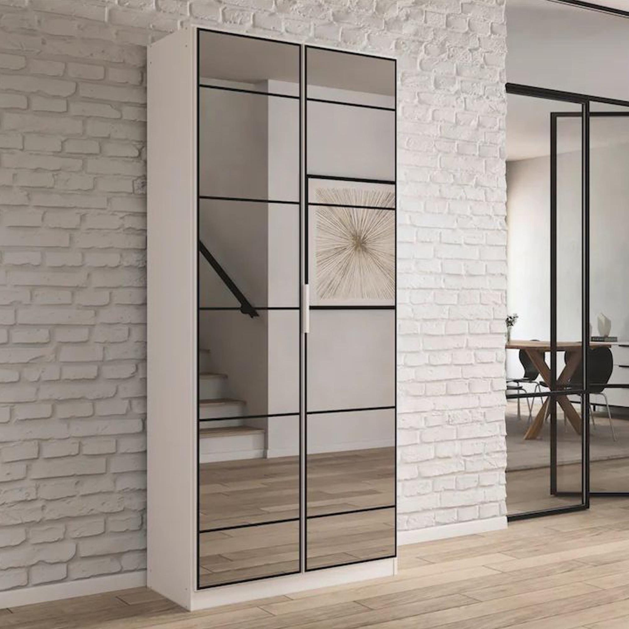 Acero Wardrobe - 91cm - 2 Door - Mirrored - Alpine White