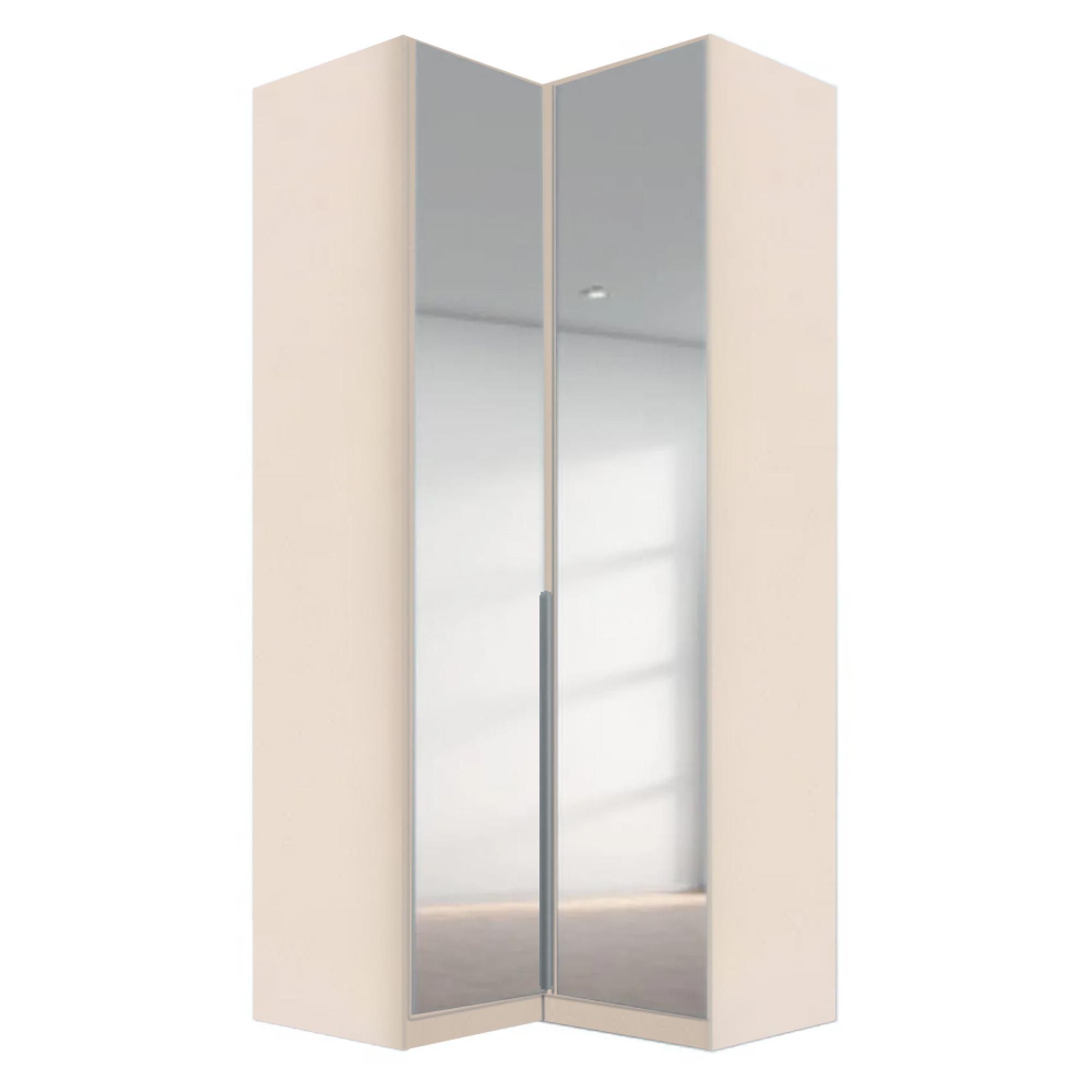 Alabama Wardrobe - 100cm - 2 Door Corner - Mirrored - Champagne