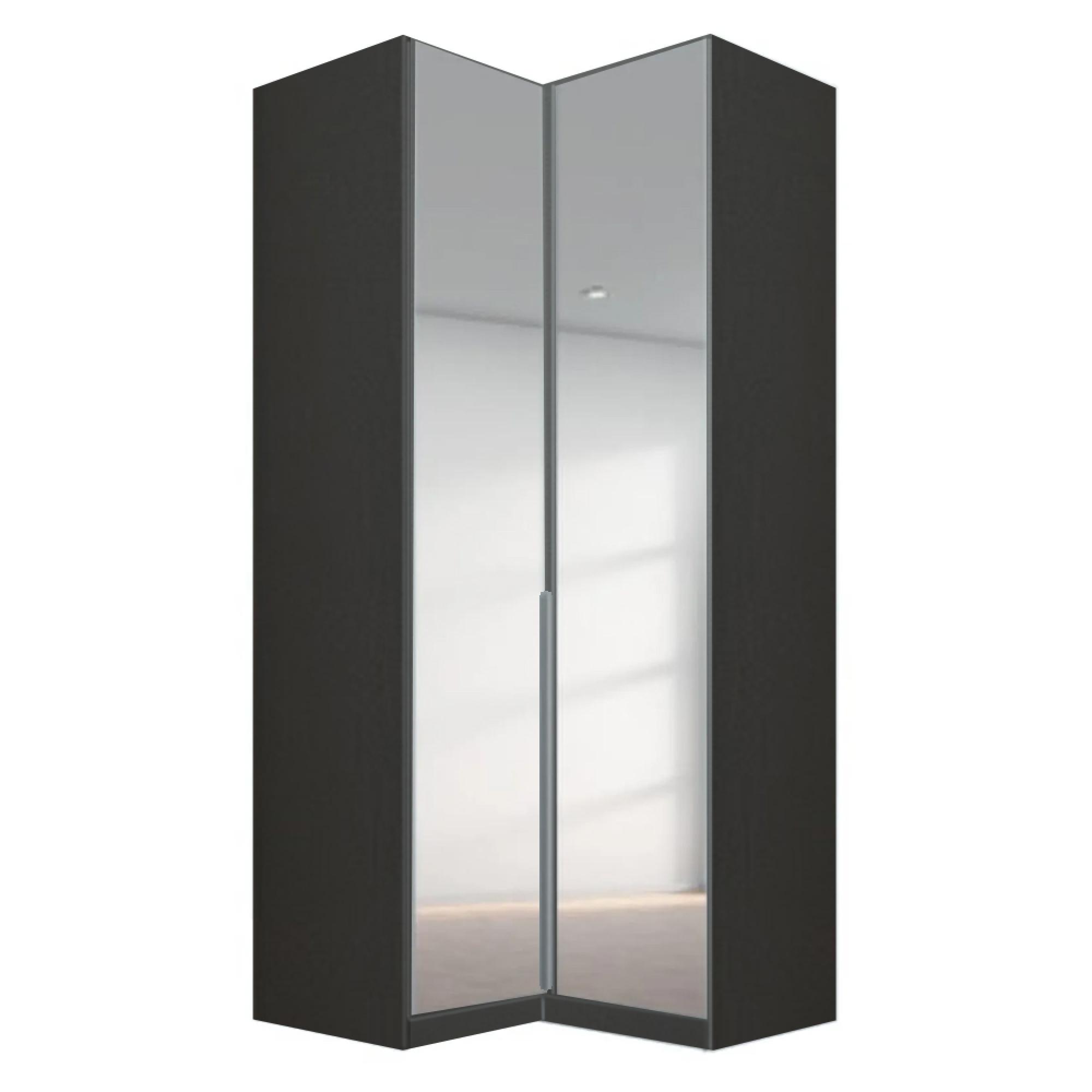 Alabama Wardrobe - 100cm - 2 Door Corner - Mirrored - Metallic Dark Grey