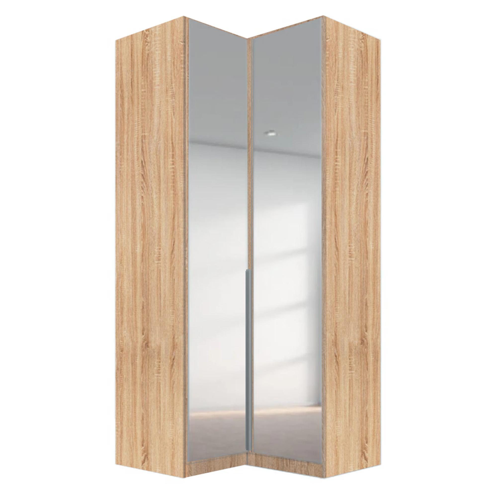 Alabama Wardrobe - 100cm - 2 Door Corner - Mirrored - Sonoma Oak