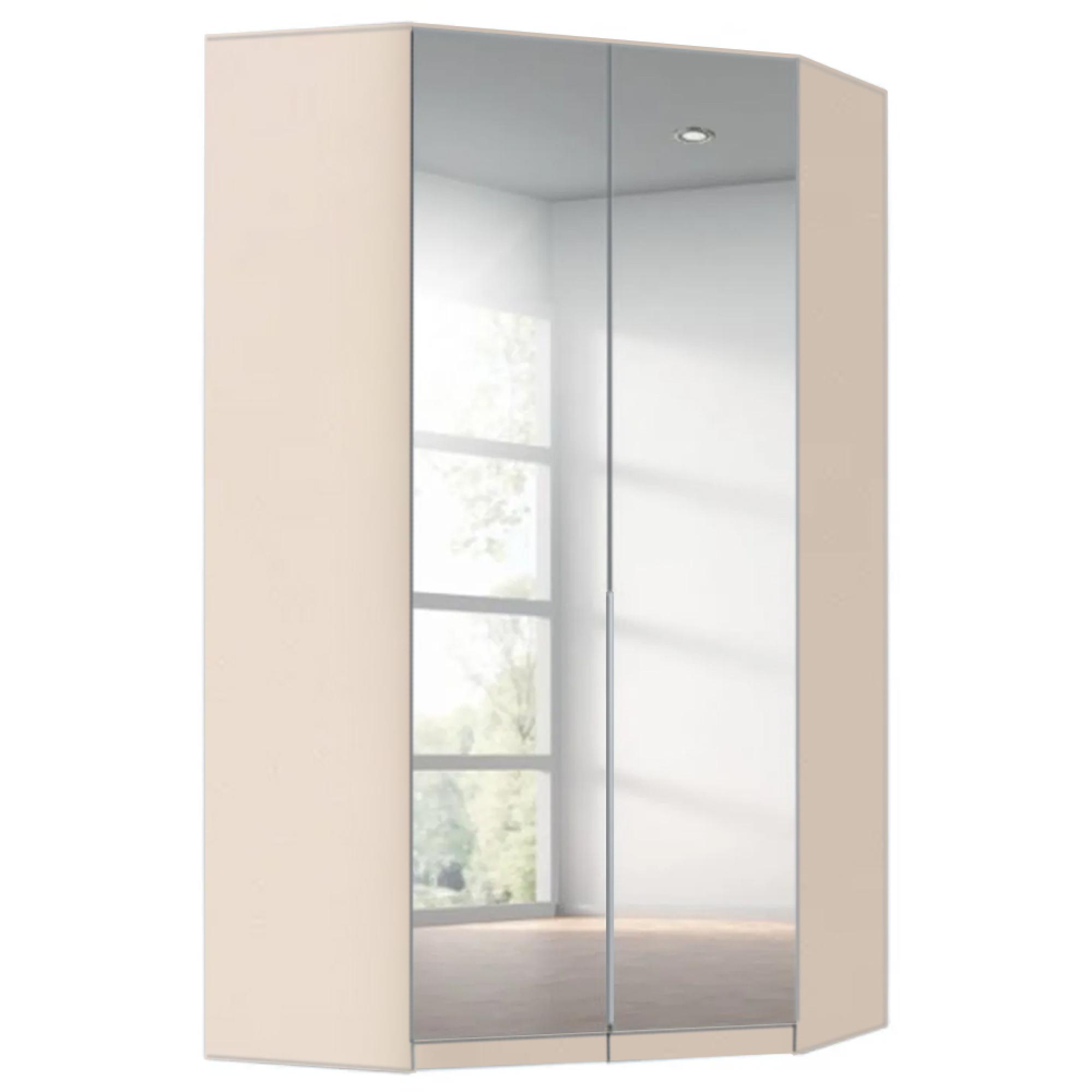 Alabama Wardrobe - 117cm - 2 Door Corner - Mirrored - Champagne
