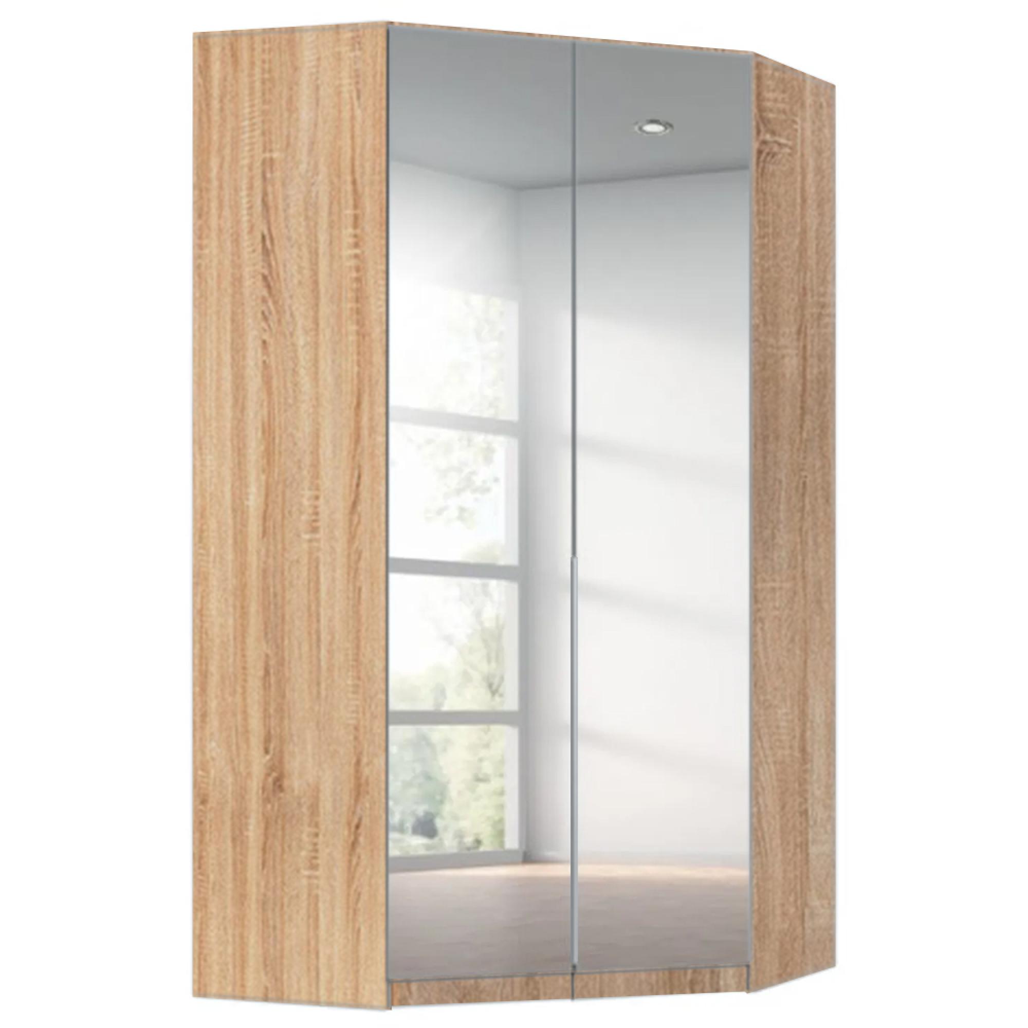 Alabama Wardrobe - 117cm - 2 Door Corner - Mirrored - Sonoma Oak