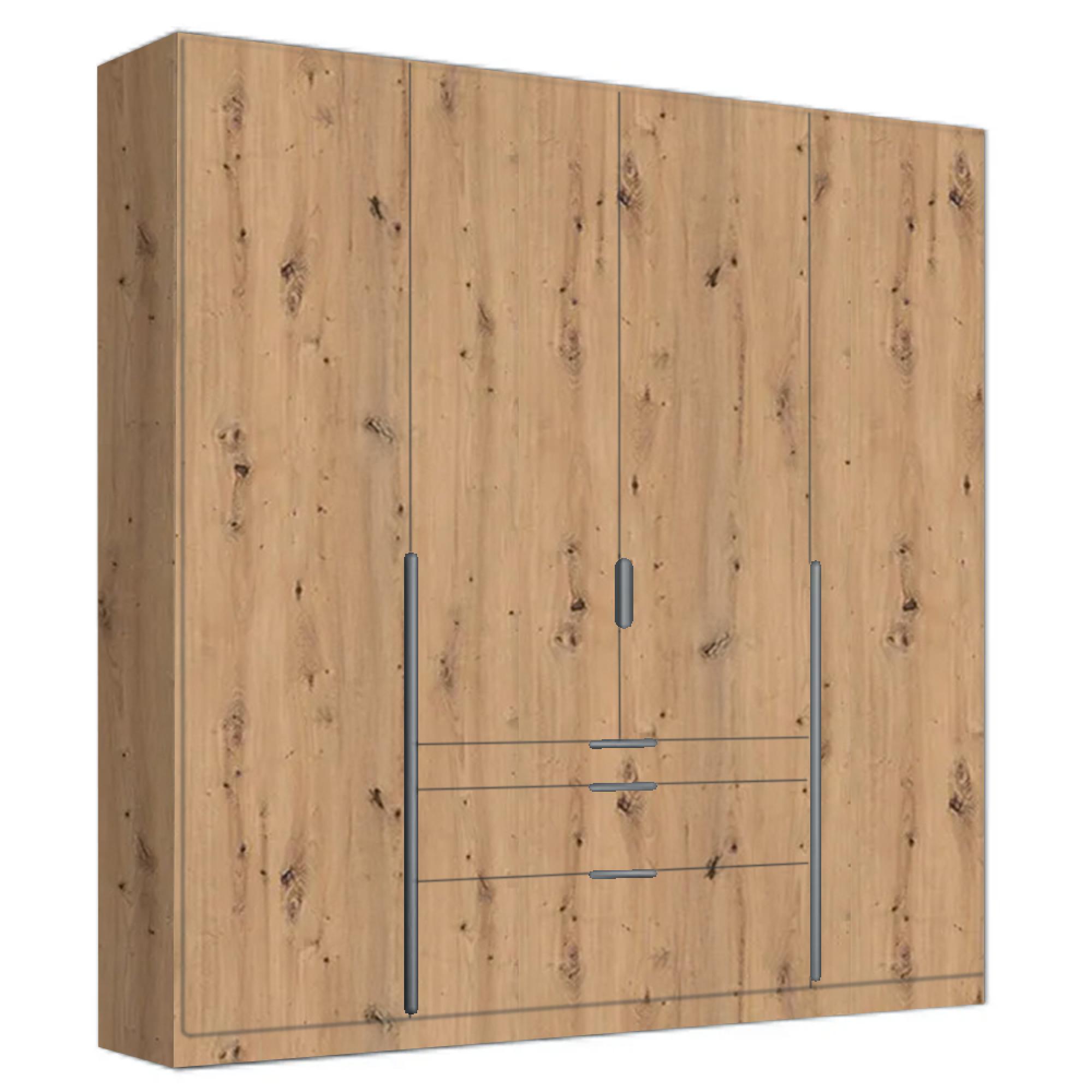 Alabama Wardrobe - 181cm - 4 Door - Drawer - Artisan Oak