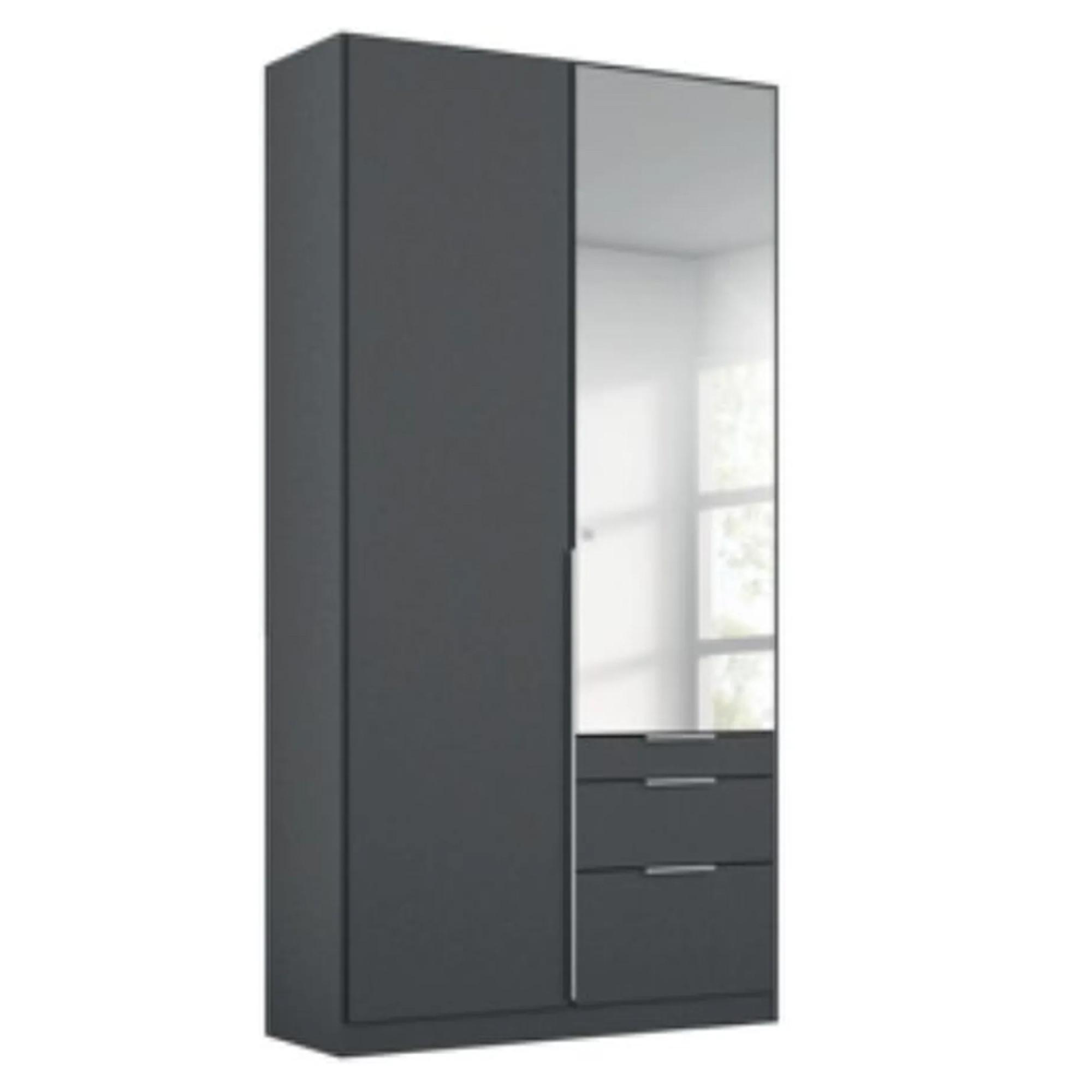 Alabama Wardrobe - 91cm - 2 Door - Combi - Metallic Dark Grey