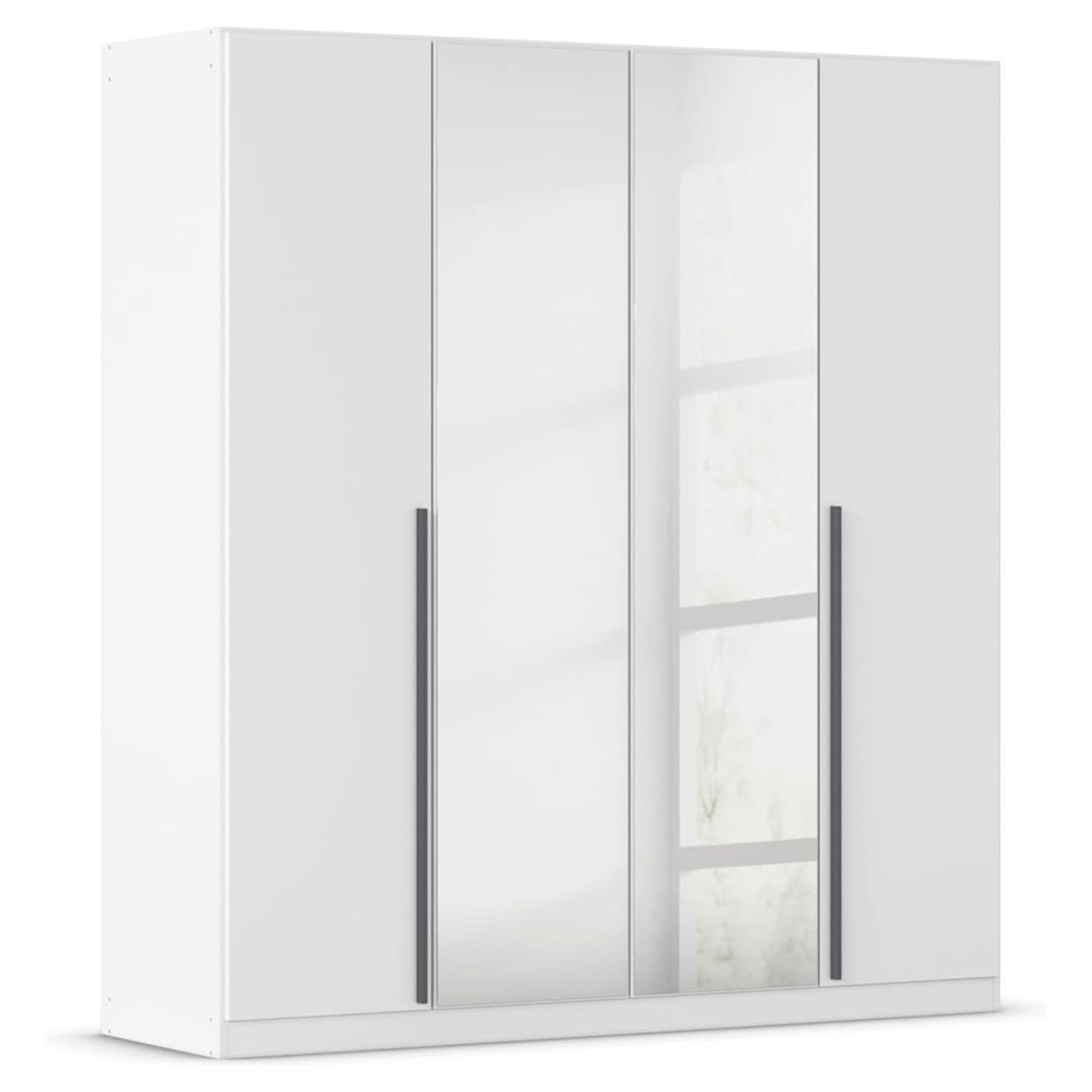 Alba Wardrobe - 181cm - 4 Door - Mirror - Alpine White