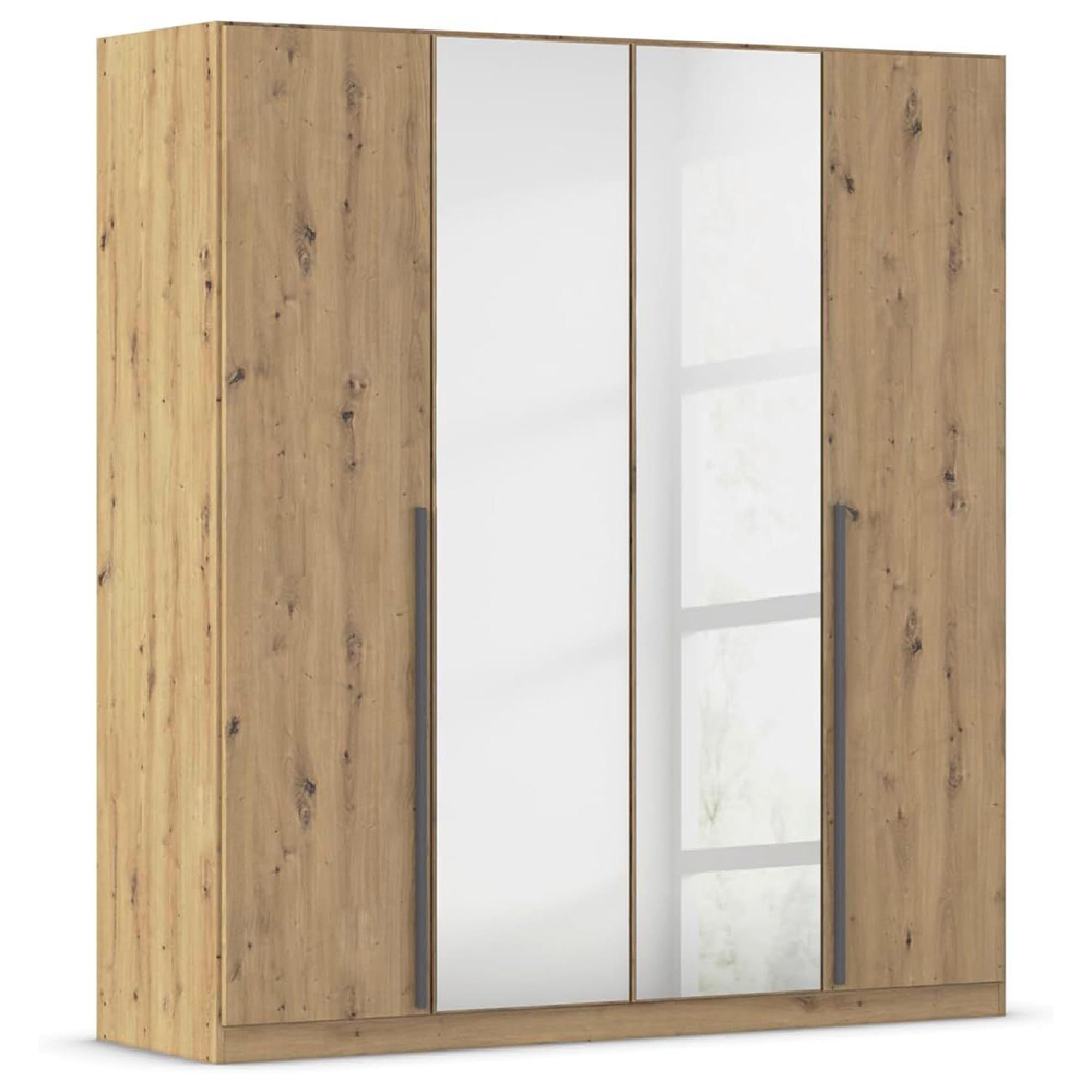 Alba Wardrobe - 181cm - 4 Door - Mirror - Artisan Oak