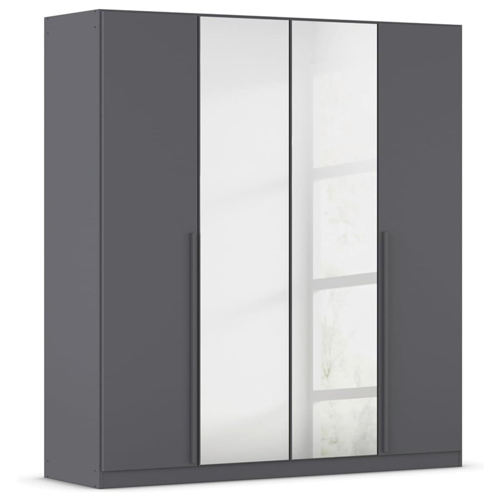Alba Wardrobe - 181cm - 4 Door - Mirror - Metallic Grey