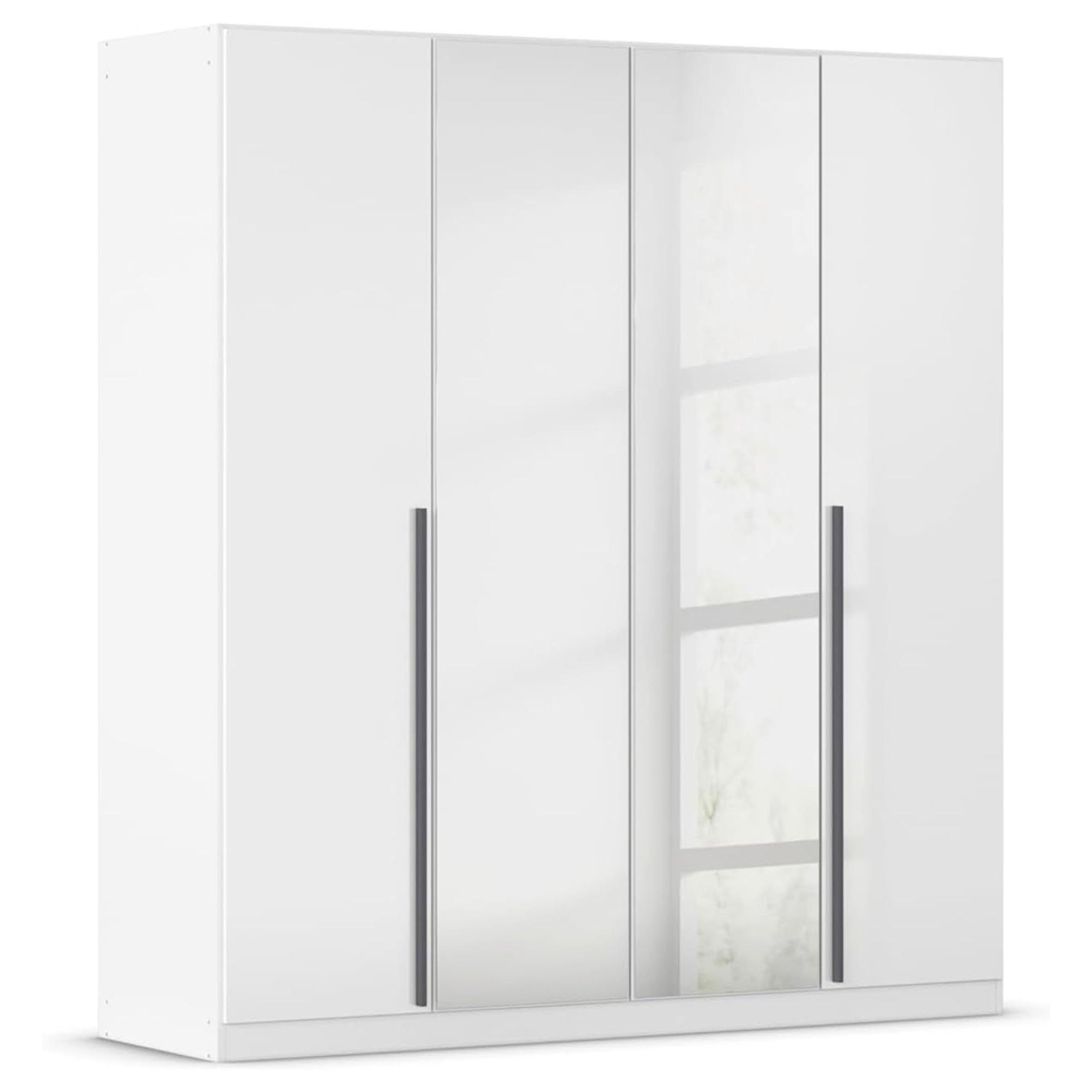 Alba Wardrobe - 181cm - 4 Door - Mirror - White Gloss