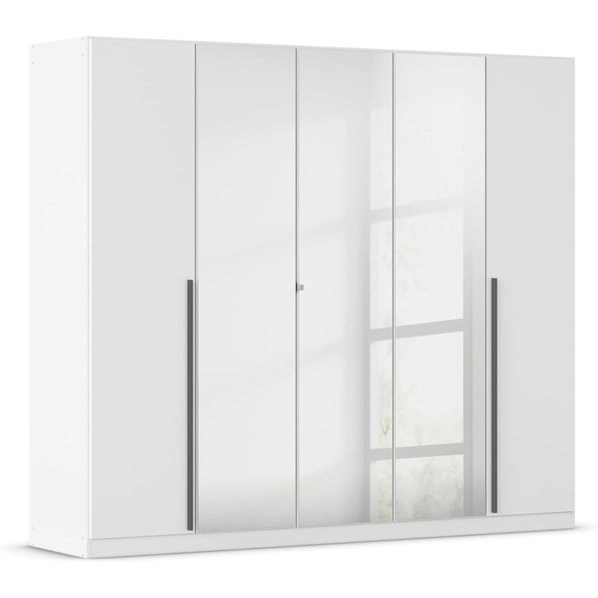 Alba Wardrobe - 226cm - 5 Door - Mirror - Alpine White