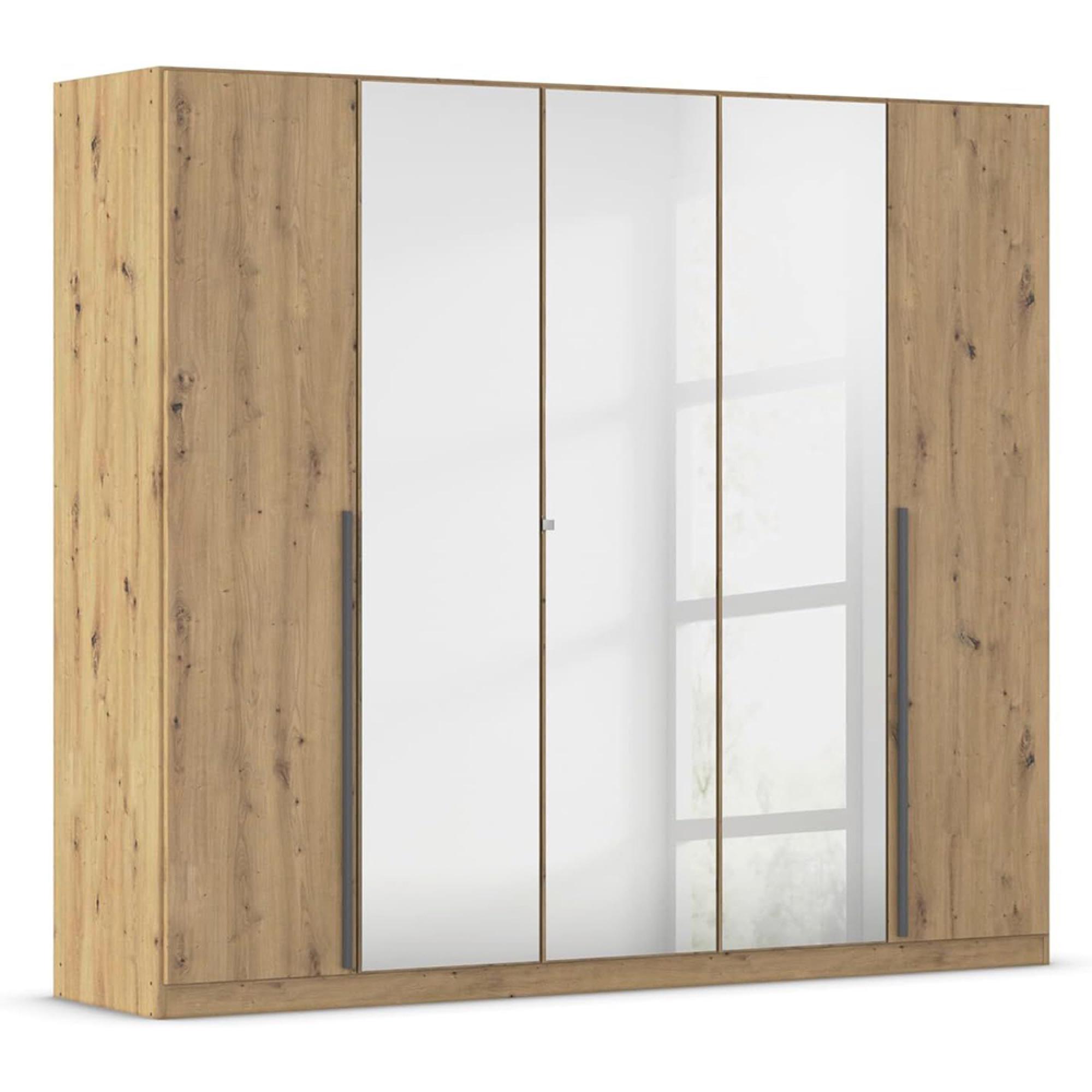 Alba Wardrobe - 226cm - 5 Door - Mirror - Artisan Oak