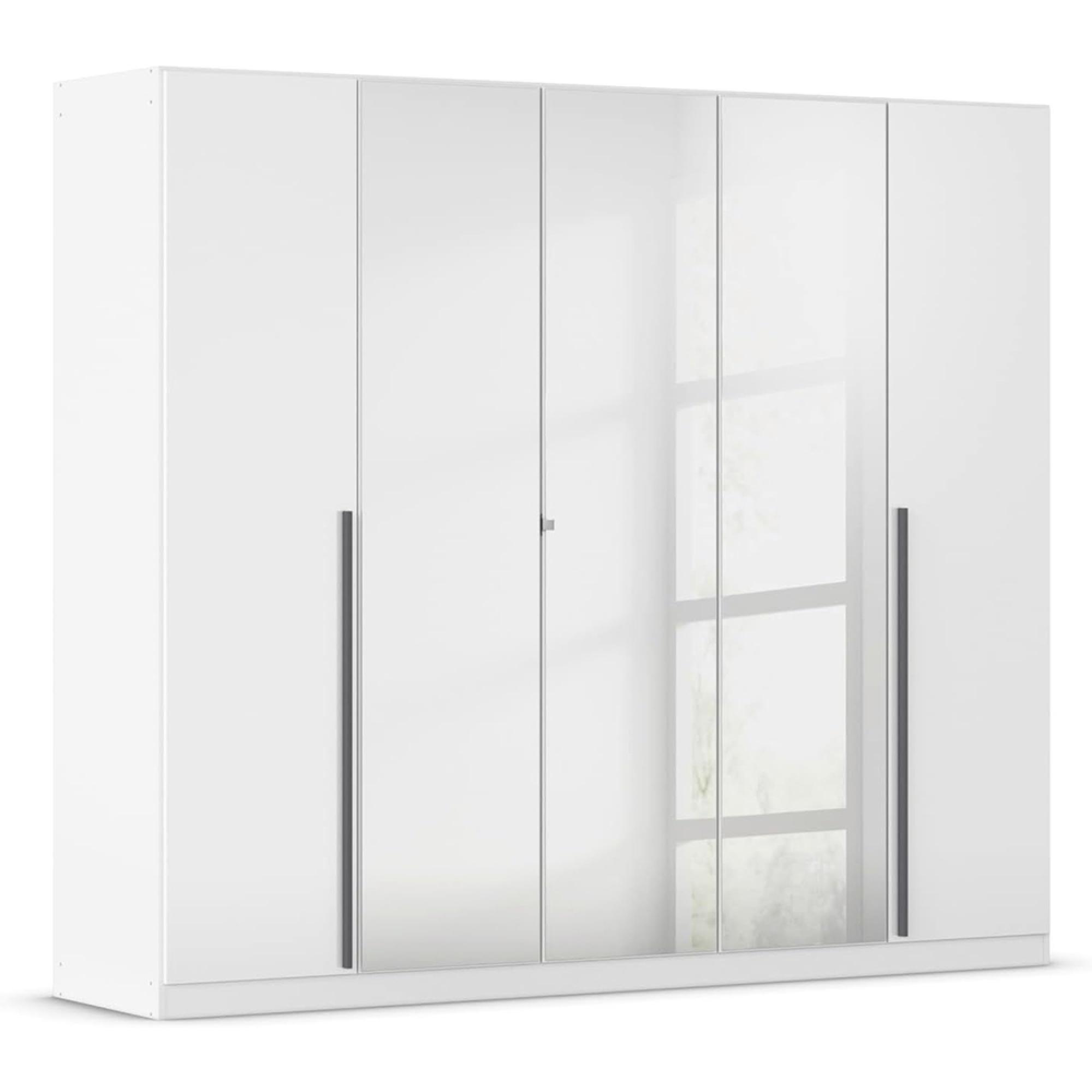 Alba Wardrobe - 226cm - 5 Door - Mirror - White Gloss