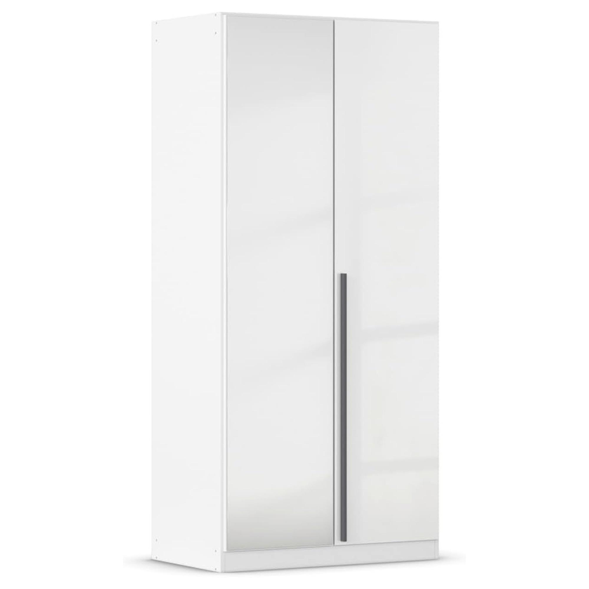 Alba Wardrobe - 91cm - 2 Door - Mirror - White Gloss