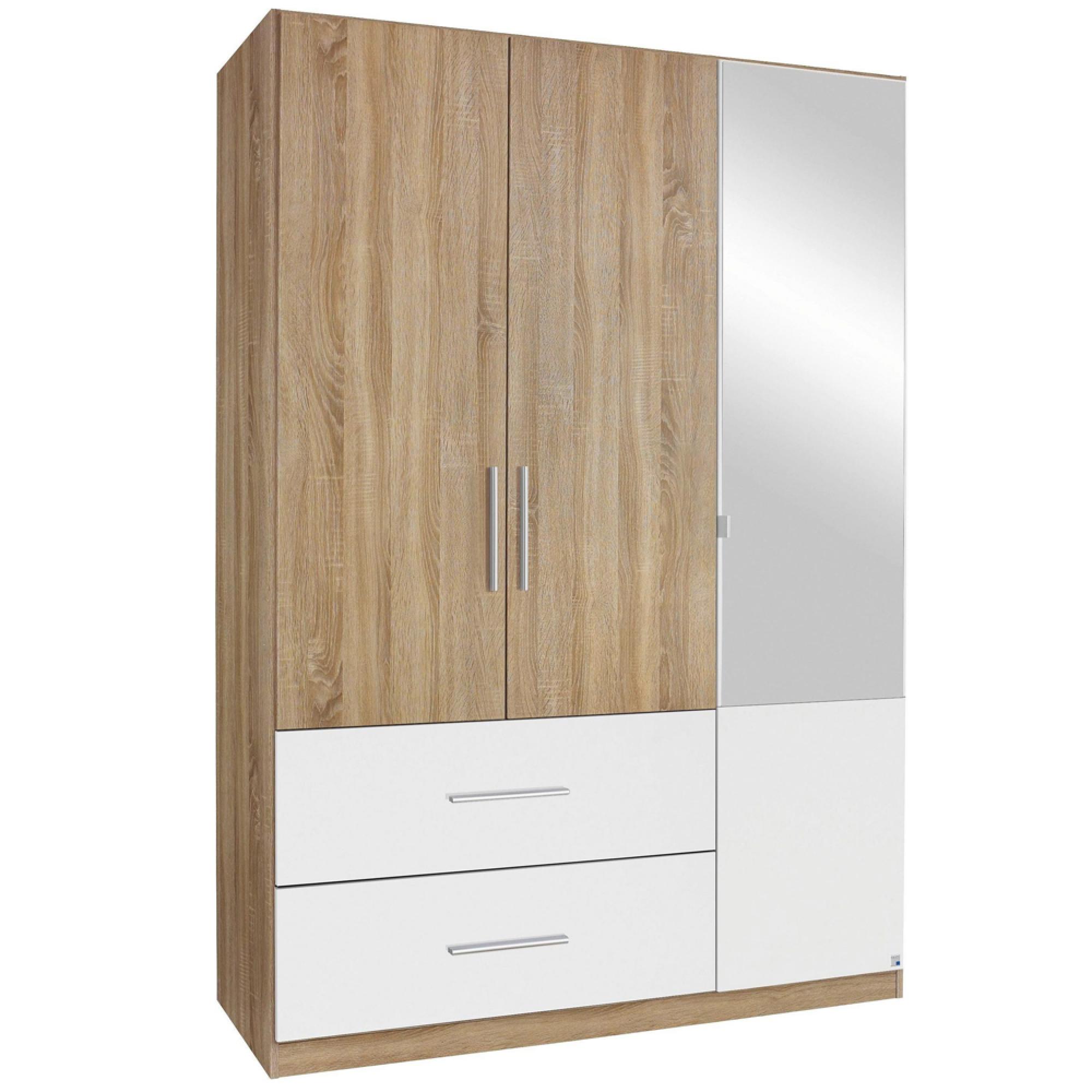 Alvor Wardrobe - 136cm - 3 Door - Combi - Sonoma Oak & Alpine White
