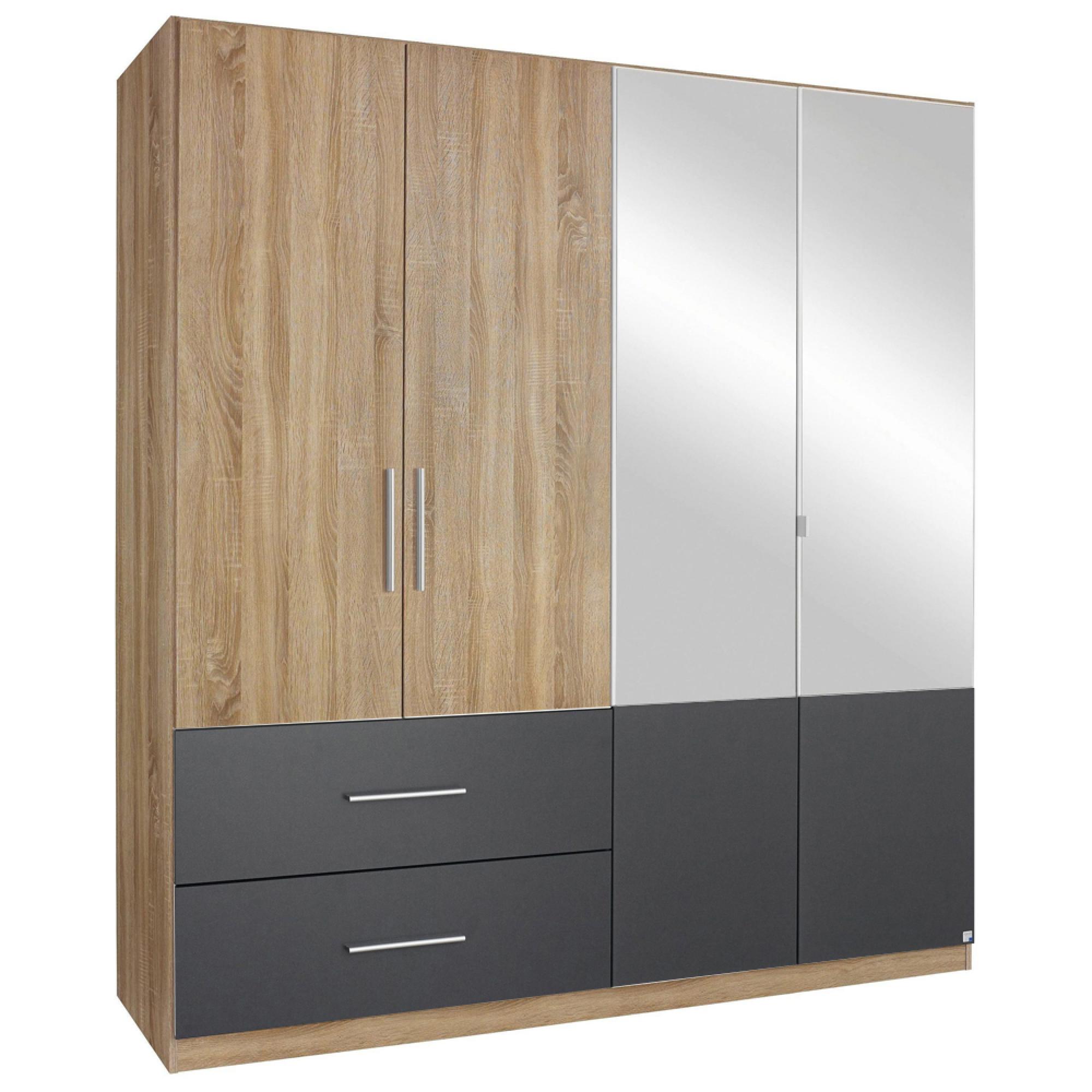 Alvor Wardrobe - 181cm - 4 Door - Combi - Sonoma Oak & Metallic Dark Grey