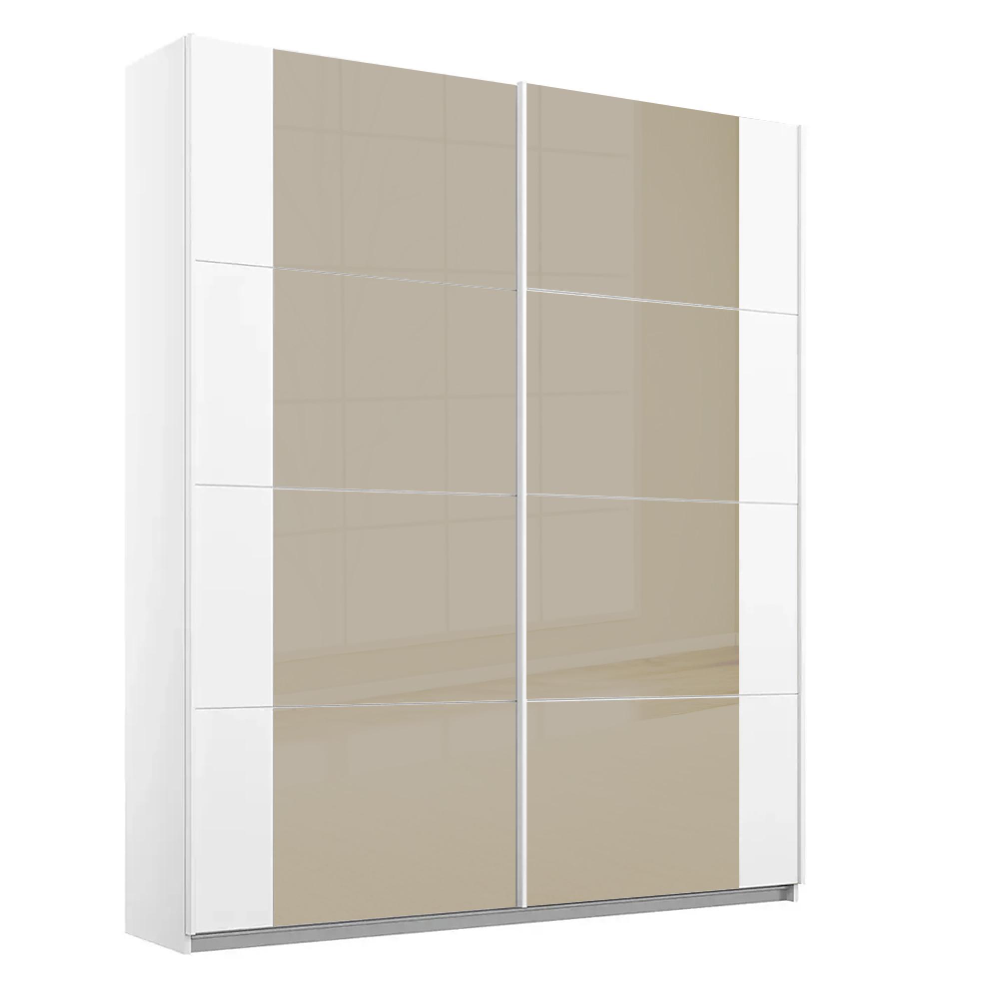Artemis Sliding Wardrobe - 181cm - 2 Door - Alpine White & Champagne Glass