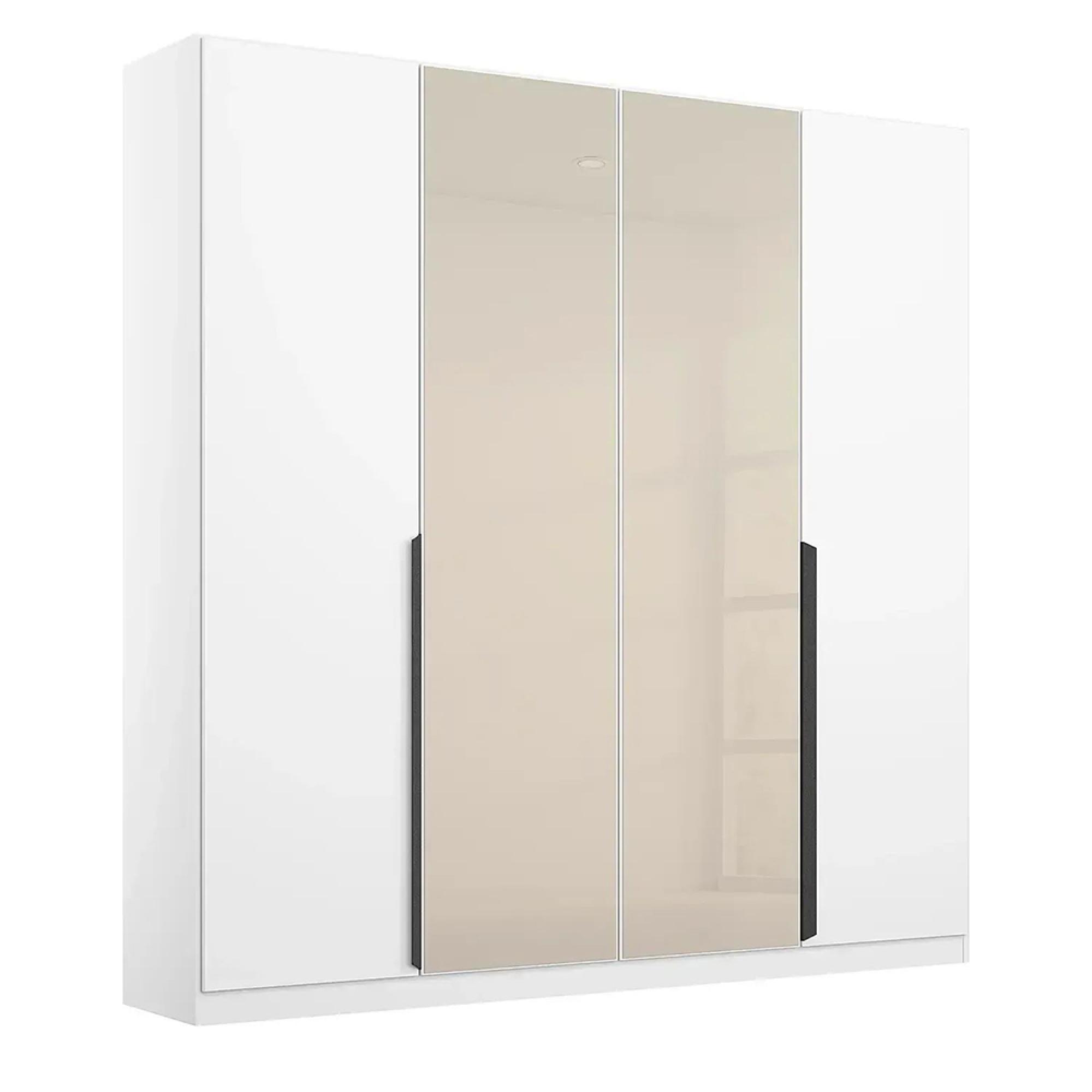 Artemis Wardrobe - 181cm - 4 Door - Alpine White & Champagne Glass