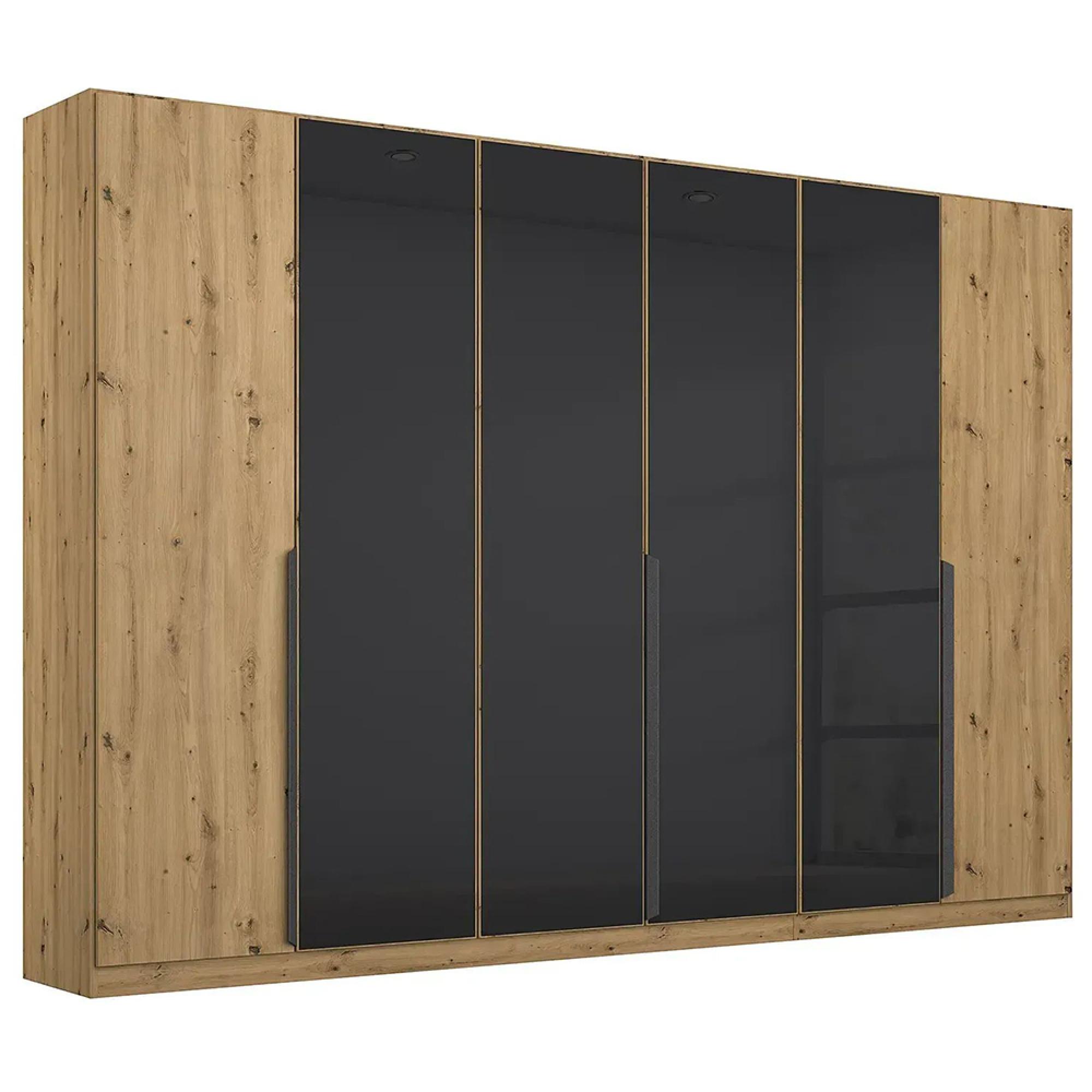 Artemis Wardrobe - 271cm - 6 Door - Artisan Oak & Basalt Glass