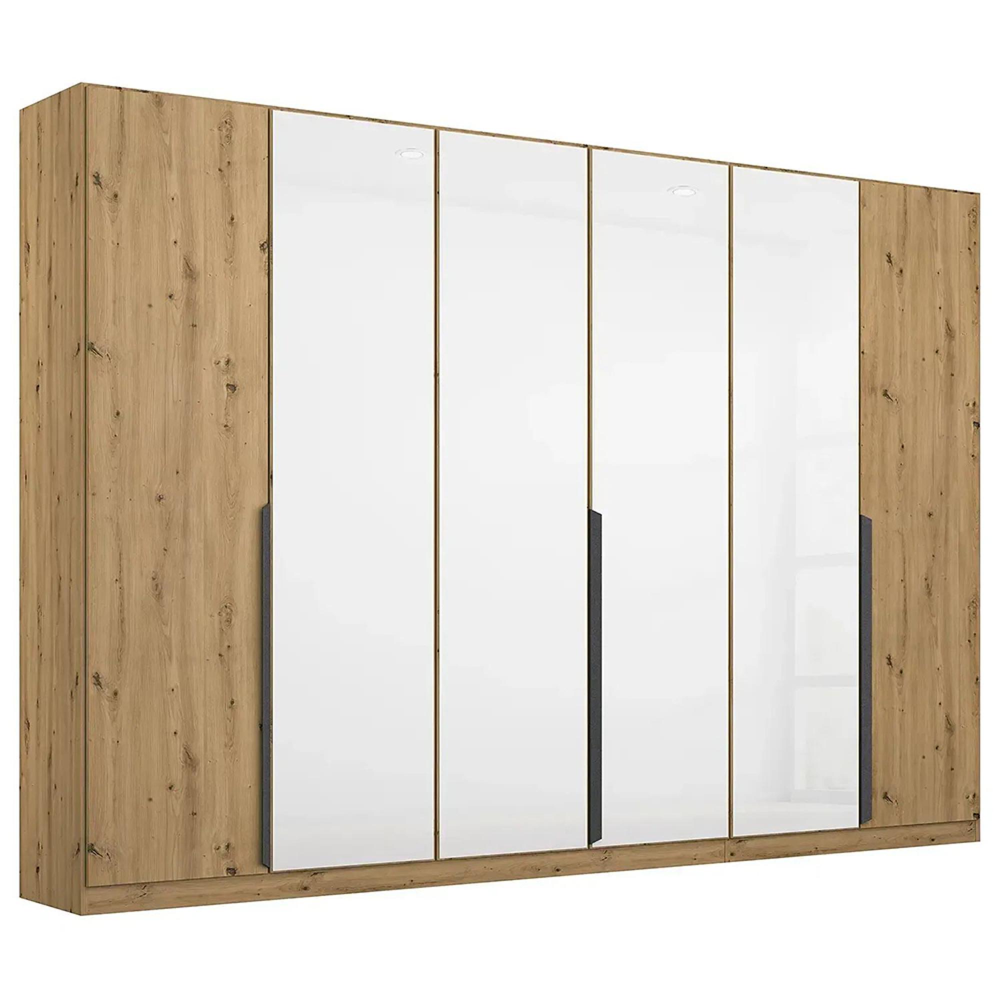 Artemis Wardrobe - 271cm - 6 Door - Artisan Oak & White Glass