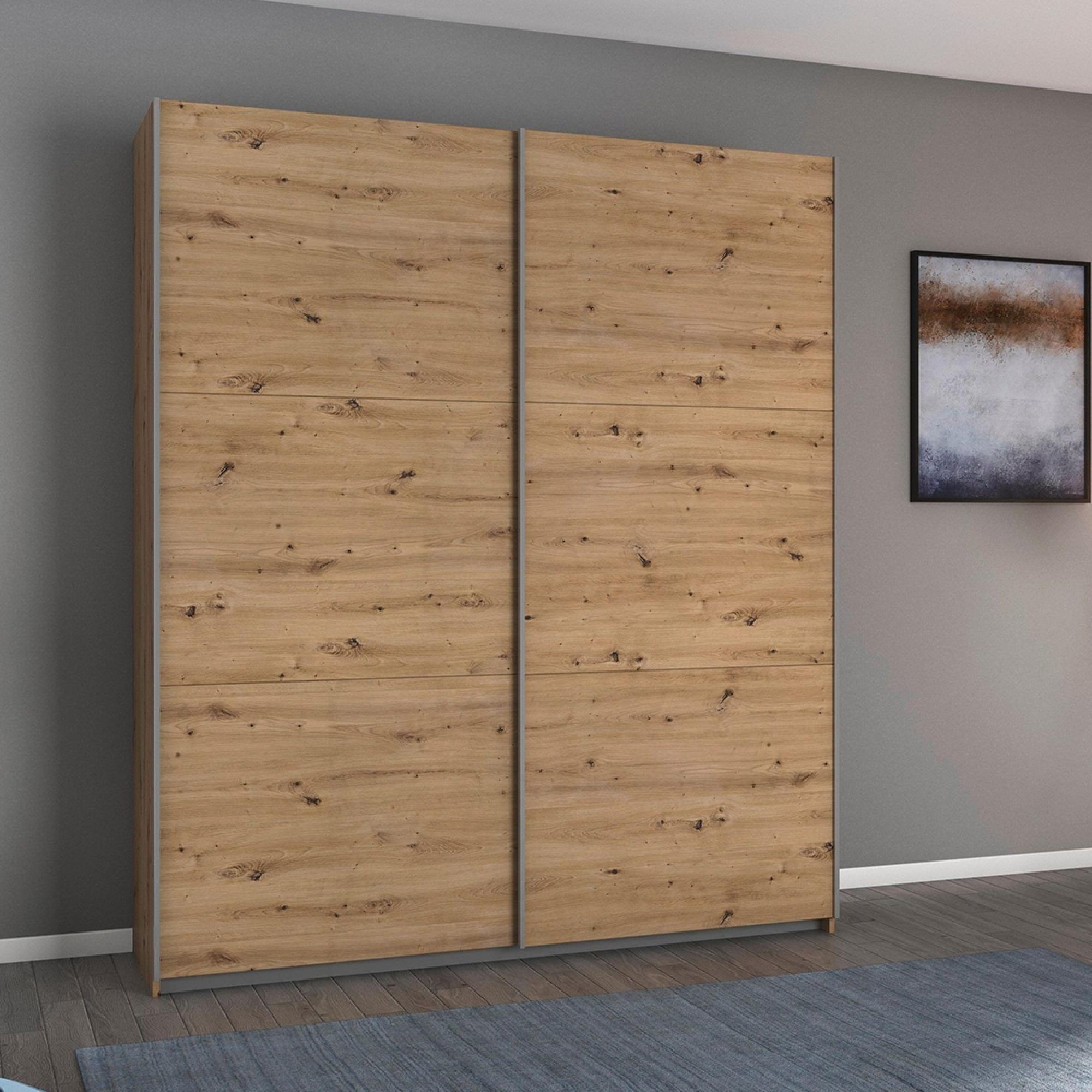 Aurelio Sliding Wardrobe - 175cm - 2 Door - Artisan Oak